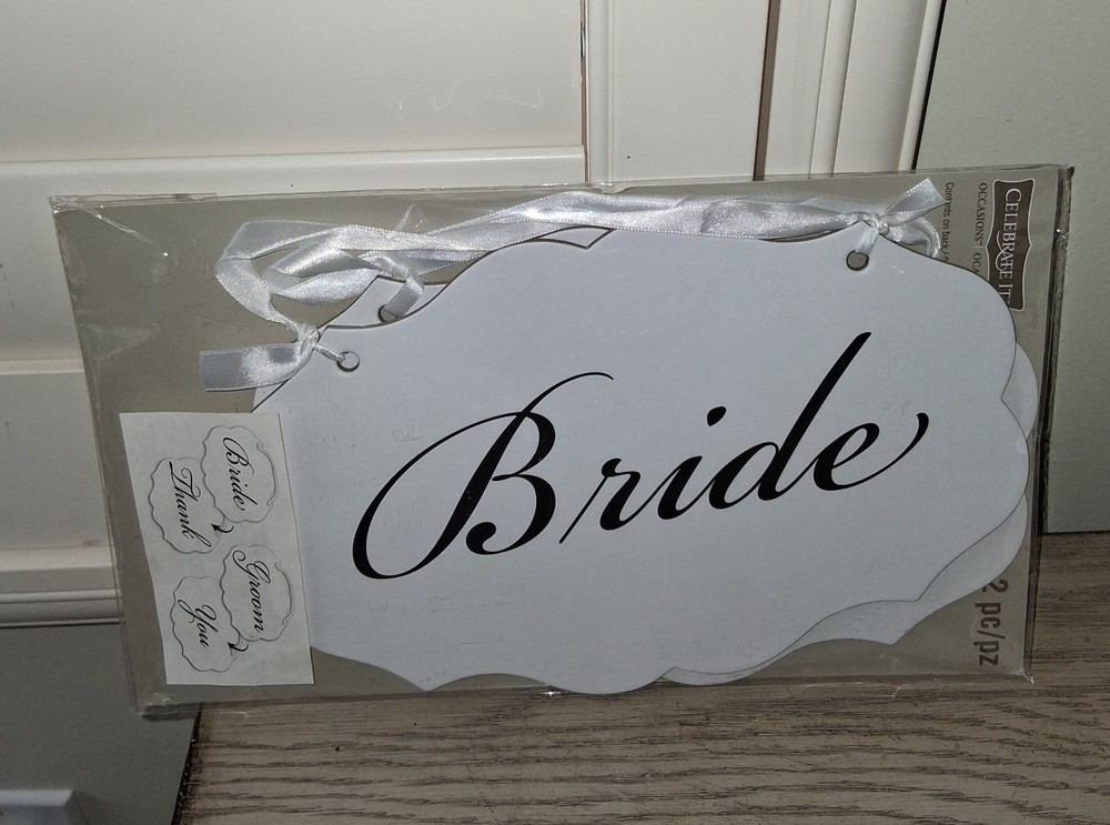 Wedding Chair Signs Bride & Groom Reversible on the other sides Thank & You