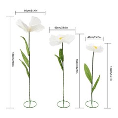 3 Pcs White Artificial Flower For Wedding Decoration , Birthday Party Banquet