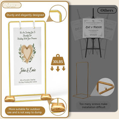 Gold Adjustable Wedding Welcome Sign Stand – 50/68 Inch Metal Holder