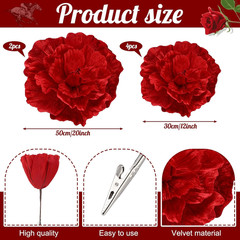 Giant Red Velvet Flower Set – 6 Pcs for Derby, Weddings & Parties Decor