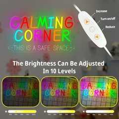 hhuohuona Calming Corner Neon Signs for Wall Decor Dimmable Safe Space Led Si…