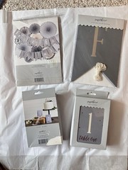 Paperlove Grey Glam “Forever Yours” Banner and Matching Table Numbers Wedding
