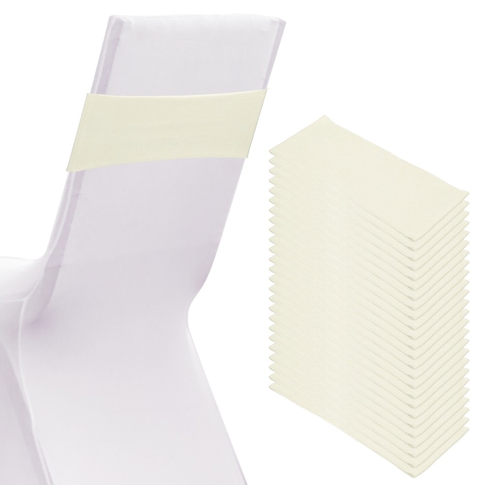 25 Pcs Spandex Chair Sashes Bows with Slider Buckle, Dark White