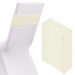 25 Pcs Spandex Chair Sashes Bows with Slider Buckle, Dark White