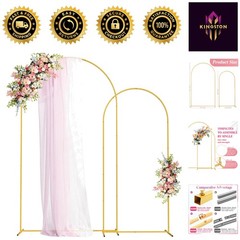 Gold Metal Arched Backdrop Stand Set for Weddings, Birthdays, and Celebrations