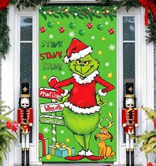 Vohado Green Christmas Door Cover Welcome Birthday Party Decorations Winter H…