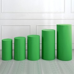 Set of 5 Cylinder Spandex Stand Covers, Green, Elastic Fabric