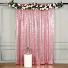 PINK 8 ft x 8 ft Sequined Backdrop Curtain Wedding Party PhotoBooth Decorations