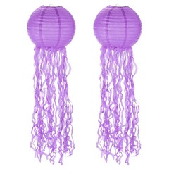 2Pcs 31x10in Jellyfish Paper Lantern, Purple