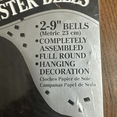 VTG 1998 Beistle Westminster Wedding Bell Art Tissue Decor 9 In Black