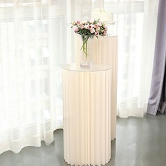 32″ Ivory Folding DIY Accordion Pillar Cardboard Display Stand Pedestal Box