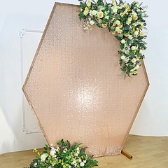 8 ft BLUSH Sparkle Sequin Hexagon Backdrop STAND COVER Party Events Decorations
