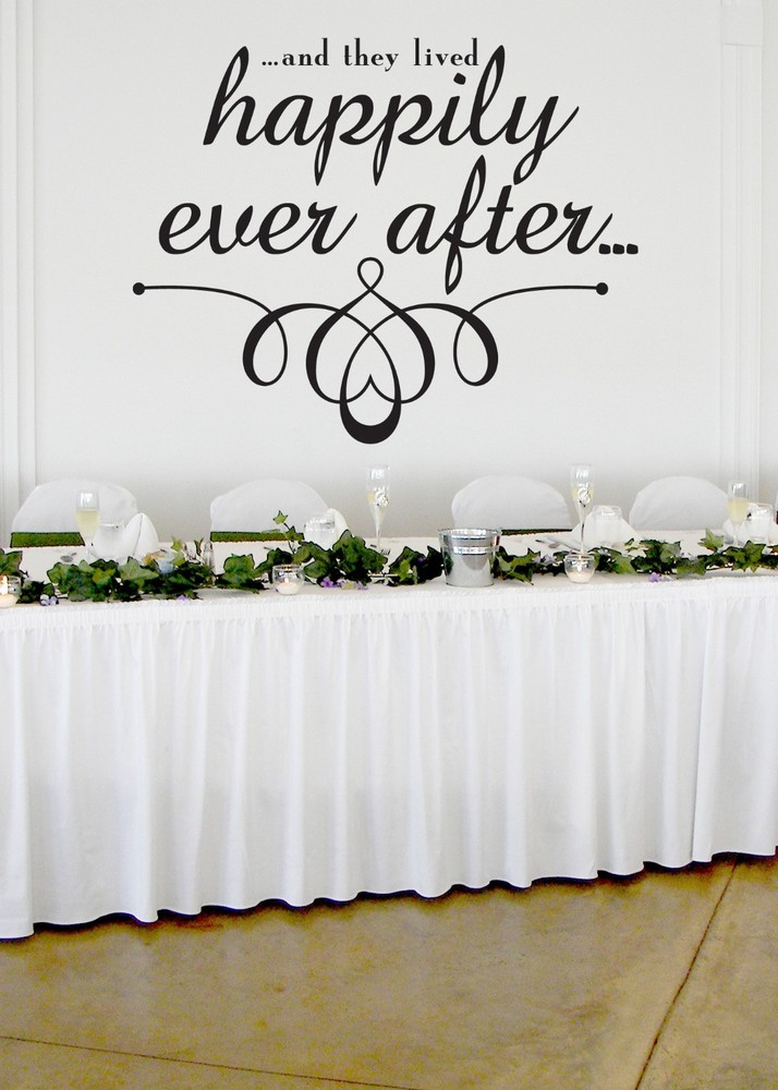 Happily Ever After Wedding Wall Decor Vinyl Sticker Decal 34″h x 42″w