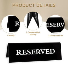 6 Pieces Plastic Reserved Table Sign for Wedding Acrylic Double Side Table Tent
