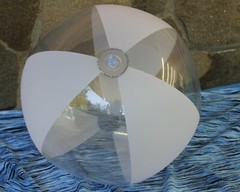 30″ Frost White & Crystal Clear Beach Ball WEDDING DISPLAY Pool Party Beachball