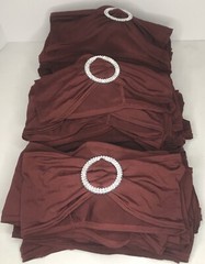 Unbranded Stretch Maroon Chair Sashes w/ Silver Accent Wedding Party Decoration