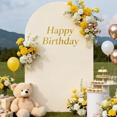 Machine Washable 6.6FT Beige Arch Cover – Enhance Your Event Decor Effortlessly