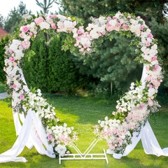 White Heart Shape Wedding Arch Stand Double Layers Metal Flower Balloon Arbors