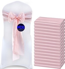 100 Blush Pink Satin Chair Sashes Silky Sateen Chair Bows wedding party décor