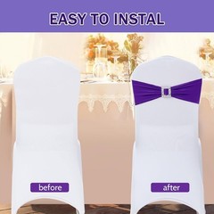 120 PCS Spandex Chair Sashes Bows Stretch Chair Cover Band with Buckle Slider…