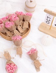 20-Piece set Mini Magnet Dried Flowers Bouquet for Rustic Wedding Favors