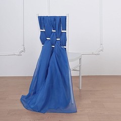10 Royal Blue Premium Chiffon Wide CHAIR SASHES Wedding Reception Decorations