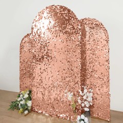 7 ft BLUSH Payette Sequin Fitted Round Top Wedding Arch STAND COVER Party Events