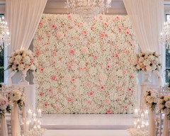 White Blush Pink Rose Flower Wall Panel 16”x 24” Wedding Backdrop Event Decor