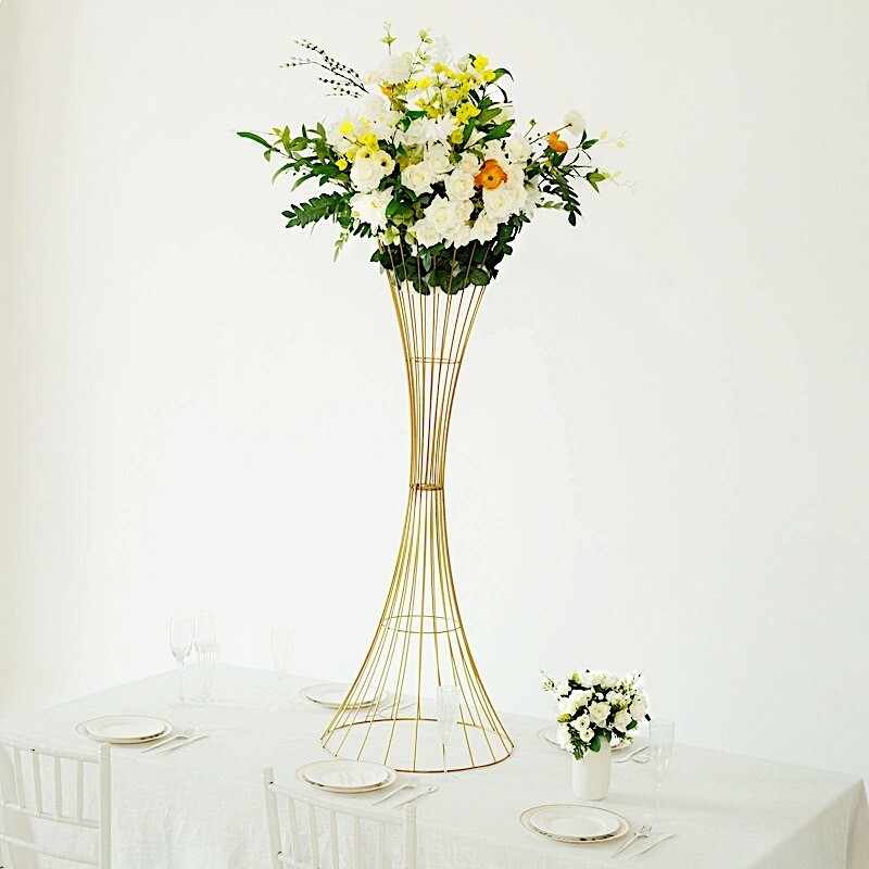 48″ Gold Reversible Trumpet Metal FLOWER STAND Centerpiece Pedestal Party Events