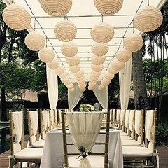 12pcs White Paper Lanterns with LED Lights Assorted Sizes Hanging Party Decor