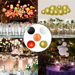 10/12in Ball Round Paper Lantern Hanging Lamp Shade Decoration for Wedding Party