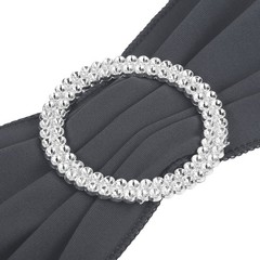 25Pcs 14″x5″ Stretch Chair Sashes Bows Chair Bands Sash with Buckle Dark Gray
