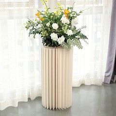 32″ Ivory Folding DIY Accordion Pillar Cardboard Display Stand Pedestal Box