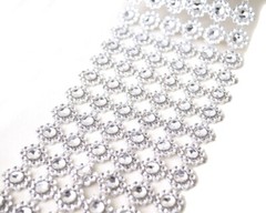10YD Silver Diamond Bling Mesh Rhinestone Ribbon Wrap Wedding Decoration 4″