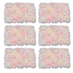 6Pcs Flower Wall Panel Floral Backdrop Decoration Silk Rose Wall for Wedding
