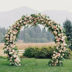 2.2/2.4M Round Metal Wedding Arch Frame Moongate Base Garden Arbor CircularStand