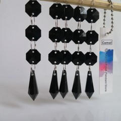 100Pcs Black Acrylic Crystal Garland Hanging Beads Curtain Wedding Party DIY