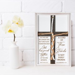 Rustic Wedding Unity Sign 15×10 – Cord of Three Strands, Bible Verse Decor, Anni