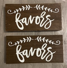 Rustic Wooden “Favors” Sign For Party Wedding Sign Lot of 2 Studio His and Hers