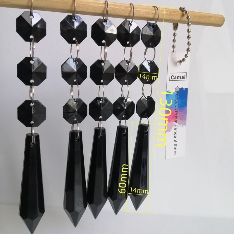 100pcs Acrylic Crystal Bead Pendant Black Garland Chandelier Hanging Wedding DIY