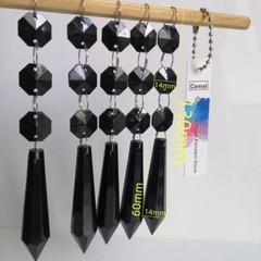 100pcs Acrylic Crystal Bead Pendant Black Garland Chandelier Hanging Wedding DIY