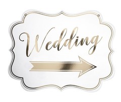 Lillian Rose White Arrow Wedding Sign, Gold