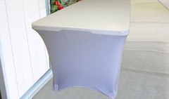 White Stretch Spandex fitted 5 Feet Rectangular Tablecloth Table Cover events