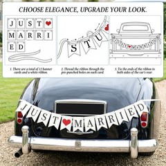 Vintage Just Married Banner Wedding Bunting Sign Photo Booth Props Garland