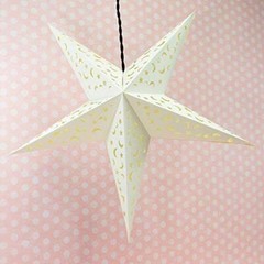 Quasimoon 24″ White Star Moon Cut-Out Paper Star Lantern, Hanging Decoration …