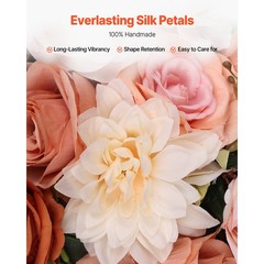 Uimoso Orange Floral Wedding Arch Kit with 2 Flower Arrangements and 3 Drapes
