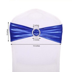 10 Royal Blue Metallic Spandex Chair Sashes Silver Buckles Wedding Decorations