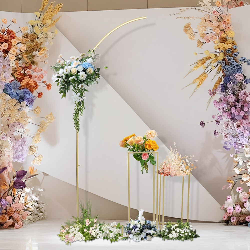 Ballon Arch Stand and 2 Flower Stands, Arch Backdrop Stand for Parties Wedding