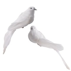 Artificial Doves Garden Home Indoors Clip Decor Fake Feather Foam Home
