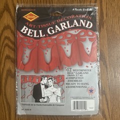 Vintage 90s Beistle Lot of 3 Wedding Bell Garland 12 Ft Westminster 3D Red Bells